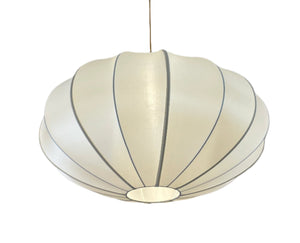 Pumpkin Shaped Lantern Pendant Light in Cream Silk