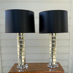 Pair of Chrome and Lucite Lamps