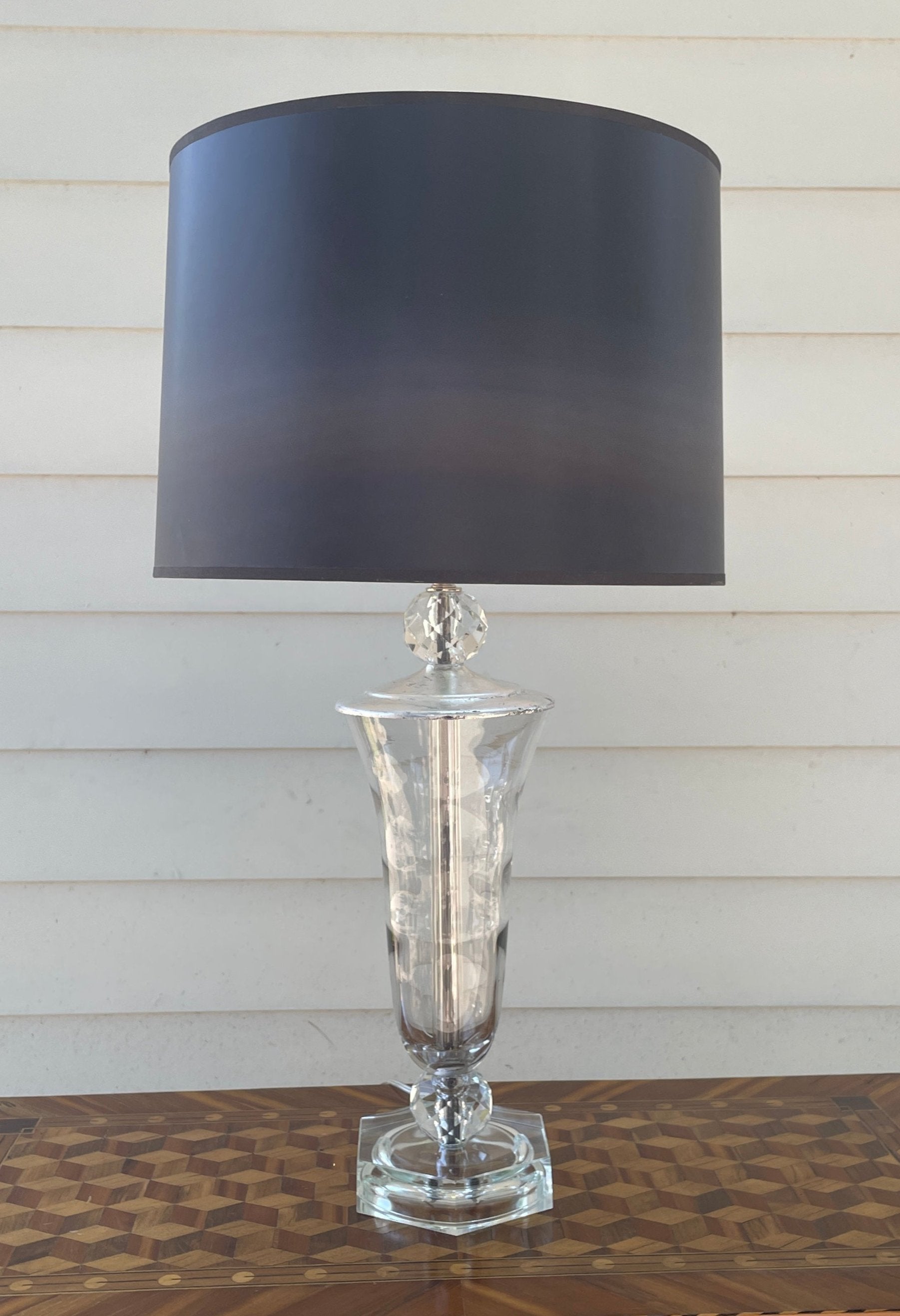 Mid-Century Glass and Crystal Lamp