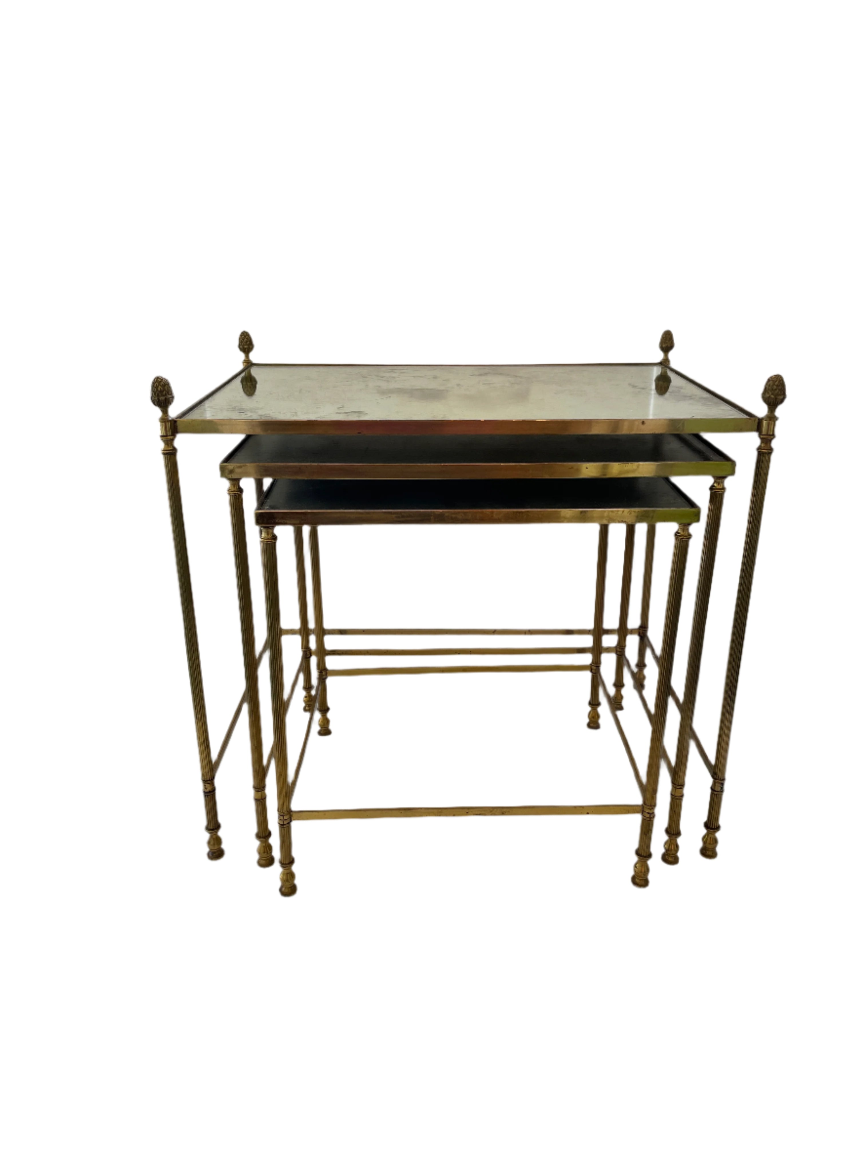Brass Nesting Tables with Finials