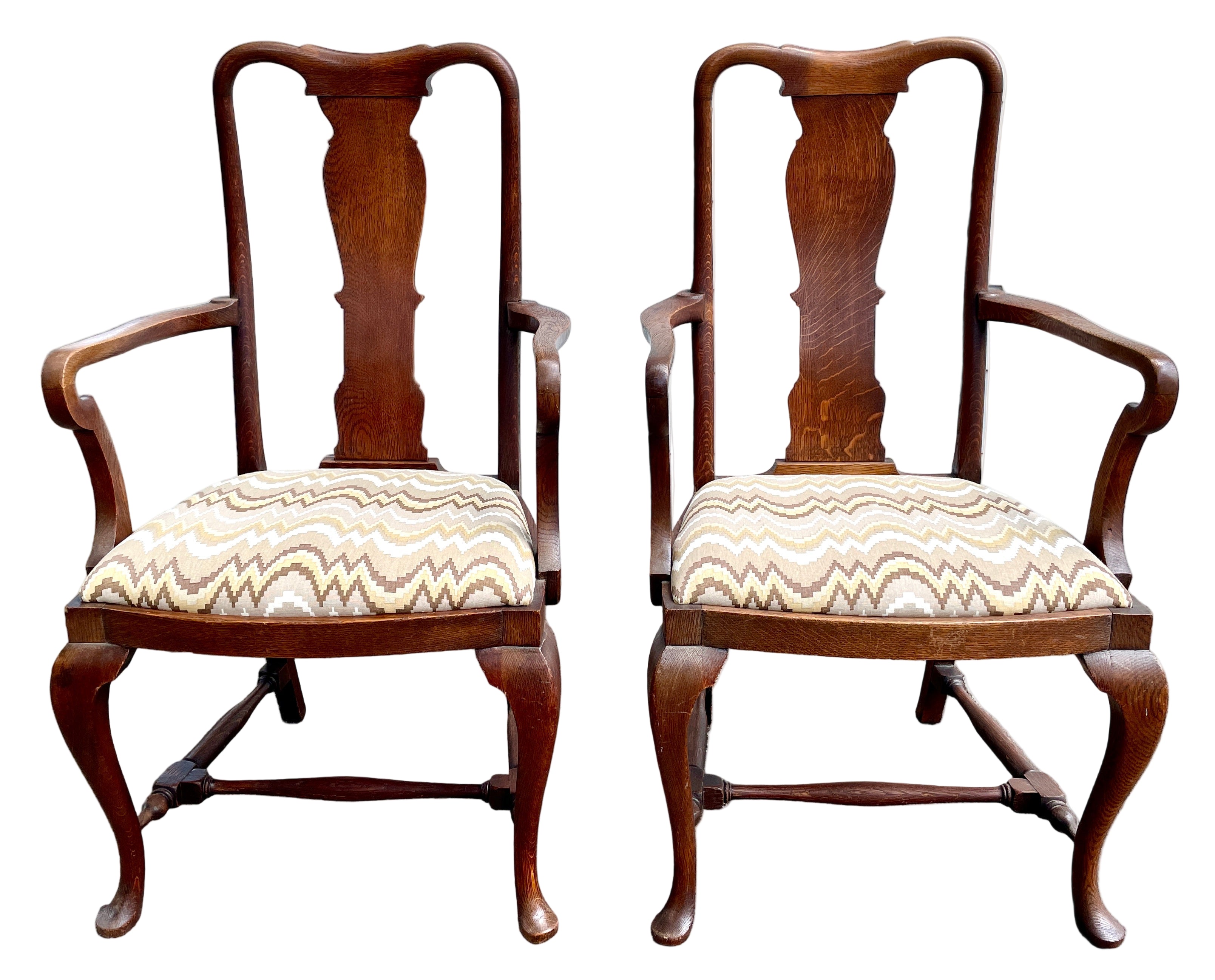 Pair of Queen Anne Style Arm Chairs