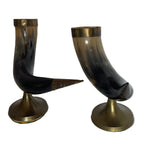 Load image into Gallery viewer, Pair of 1970s Horn and Brass Vases
