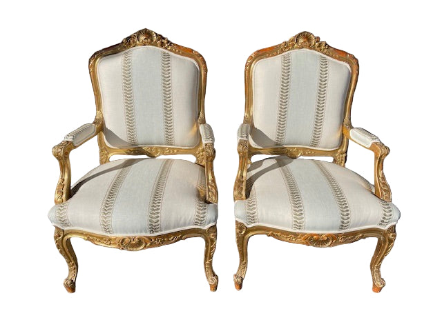 Pair of 19th C. Louis XV Arm Chairs