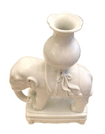 Load image into Gallery viewer, Mid Century Chinoiserie Chic White Ceramic Elephant Candle Holder/Vase
