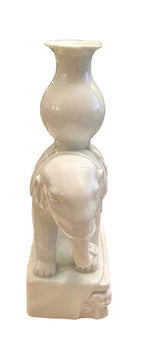 Load image into Gallery viewer, Mid Century Chinoiserie Chic White Ceramic Elephant Candle Holder/Vase
