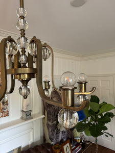 Antique french bronze & glass chandelier