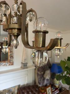 Antique french bronze & glass chandelier