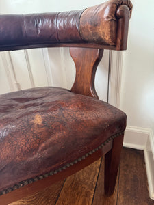 Antique Leather and Oak Desk Chair