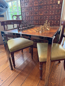 Mid-Century Chrome Games Table; Chess and Backgammon.