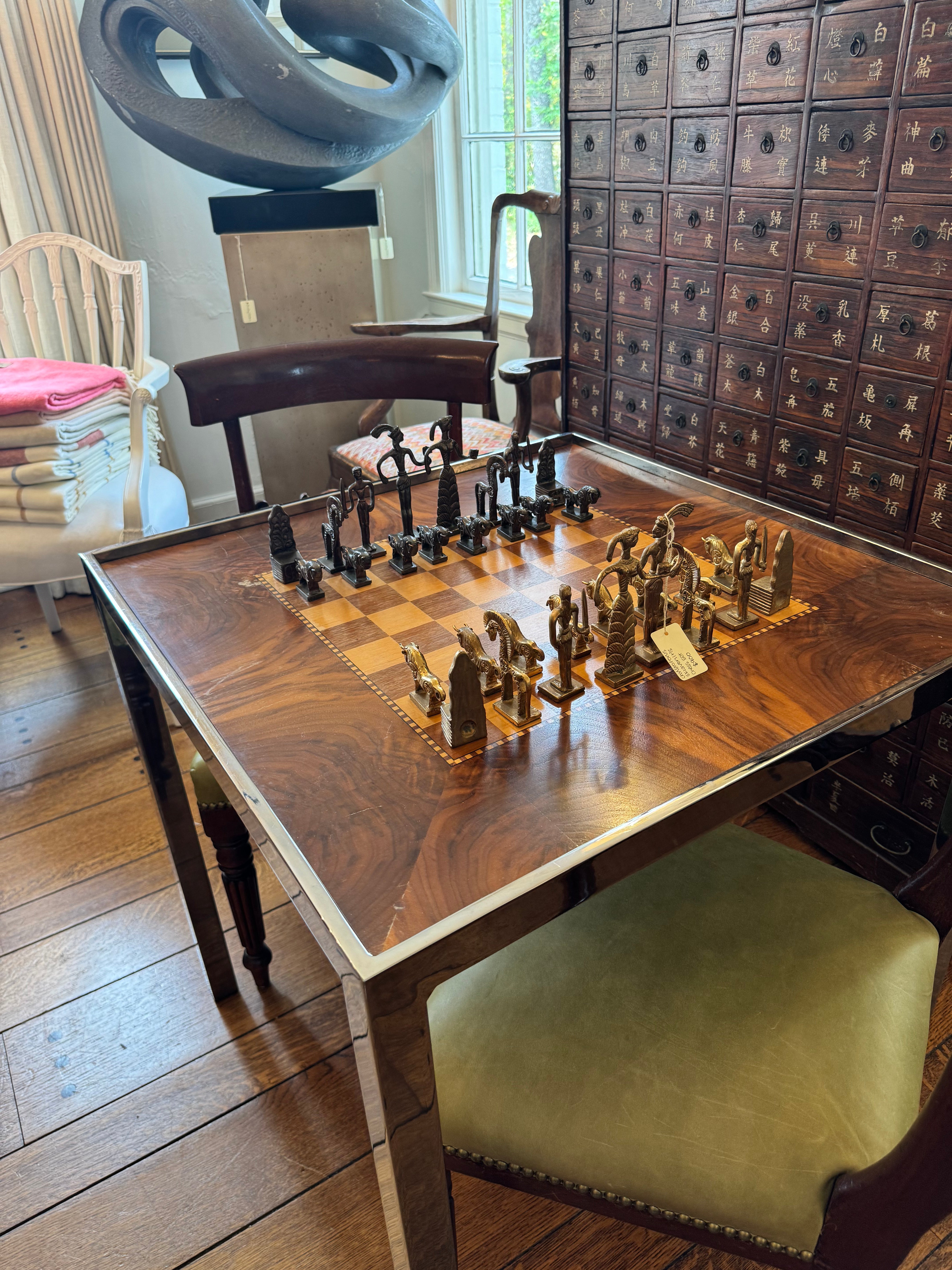 Mid-Century Chrome Games Table; Chess and Backgammon.