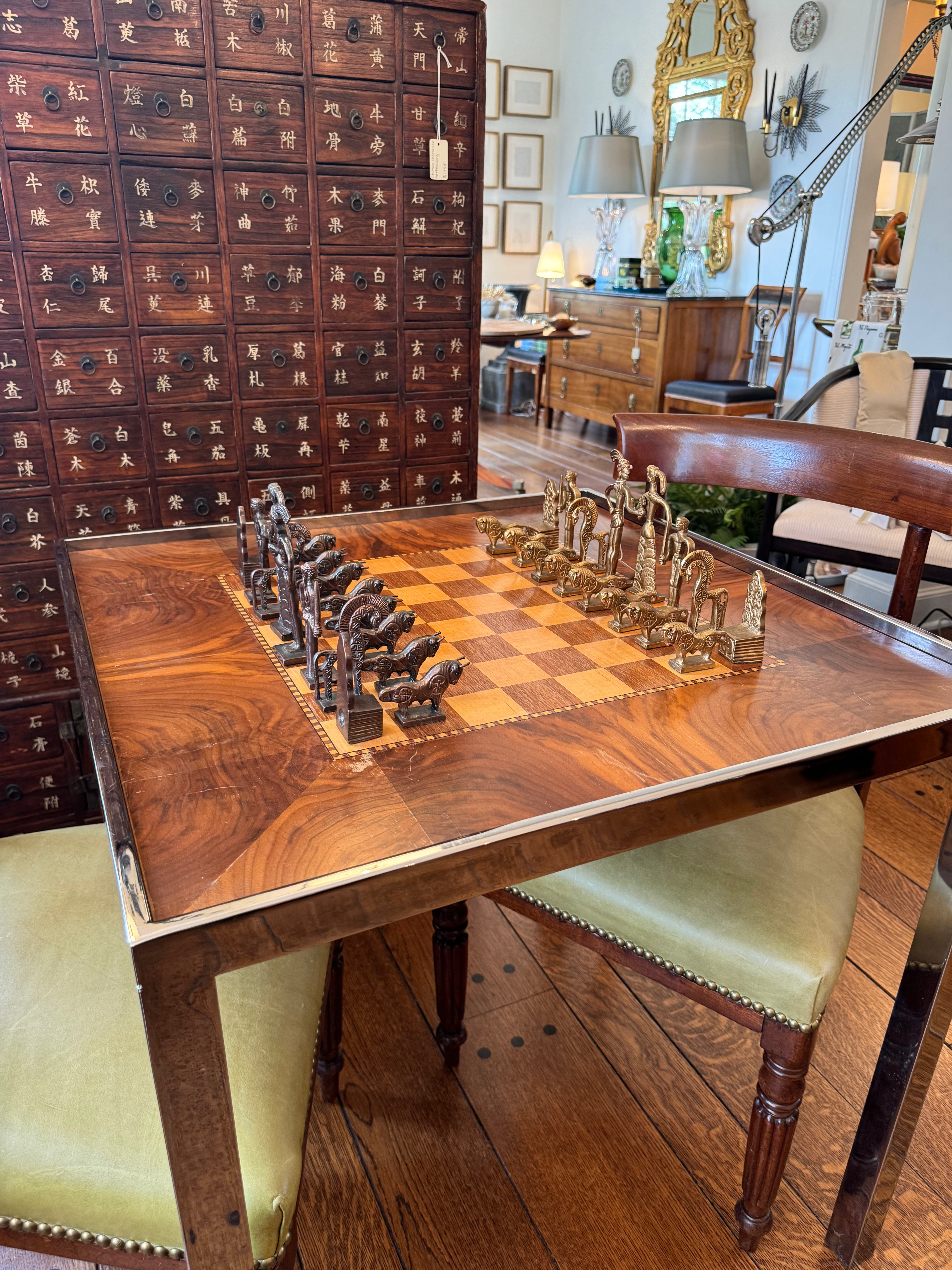 Mid-Century Chrome Games Table; Chess and Backgammon.