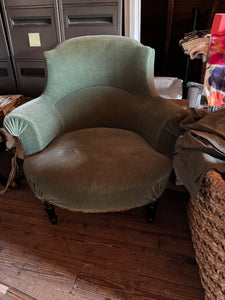 Antique Napoleon Style French Mohair Lounge Chair