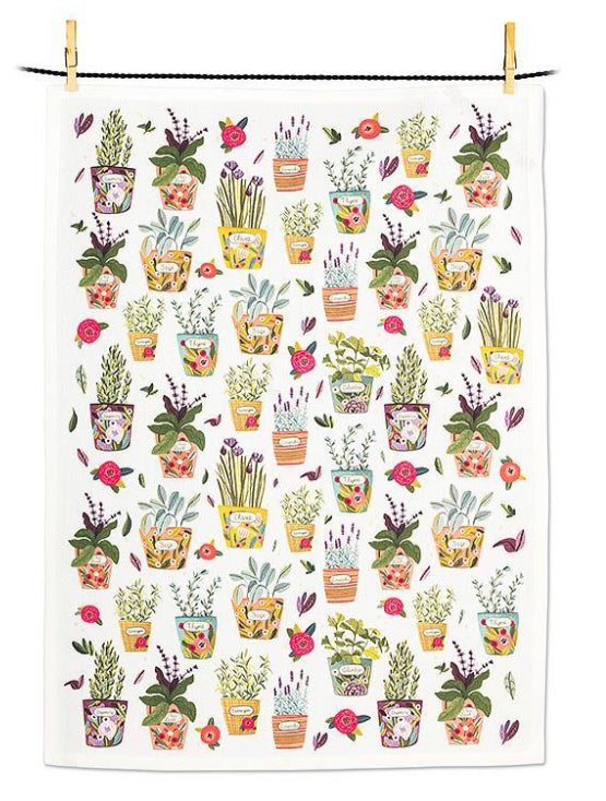 Potted Herbs Kitchen Towel