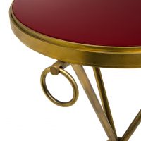 The Lacquer Company red lacquer top drink table with brass