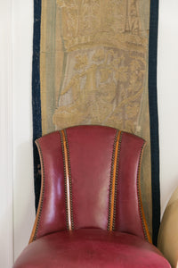 Pair of Red Leather Art Deco Side Chairs