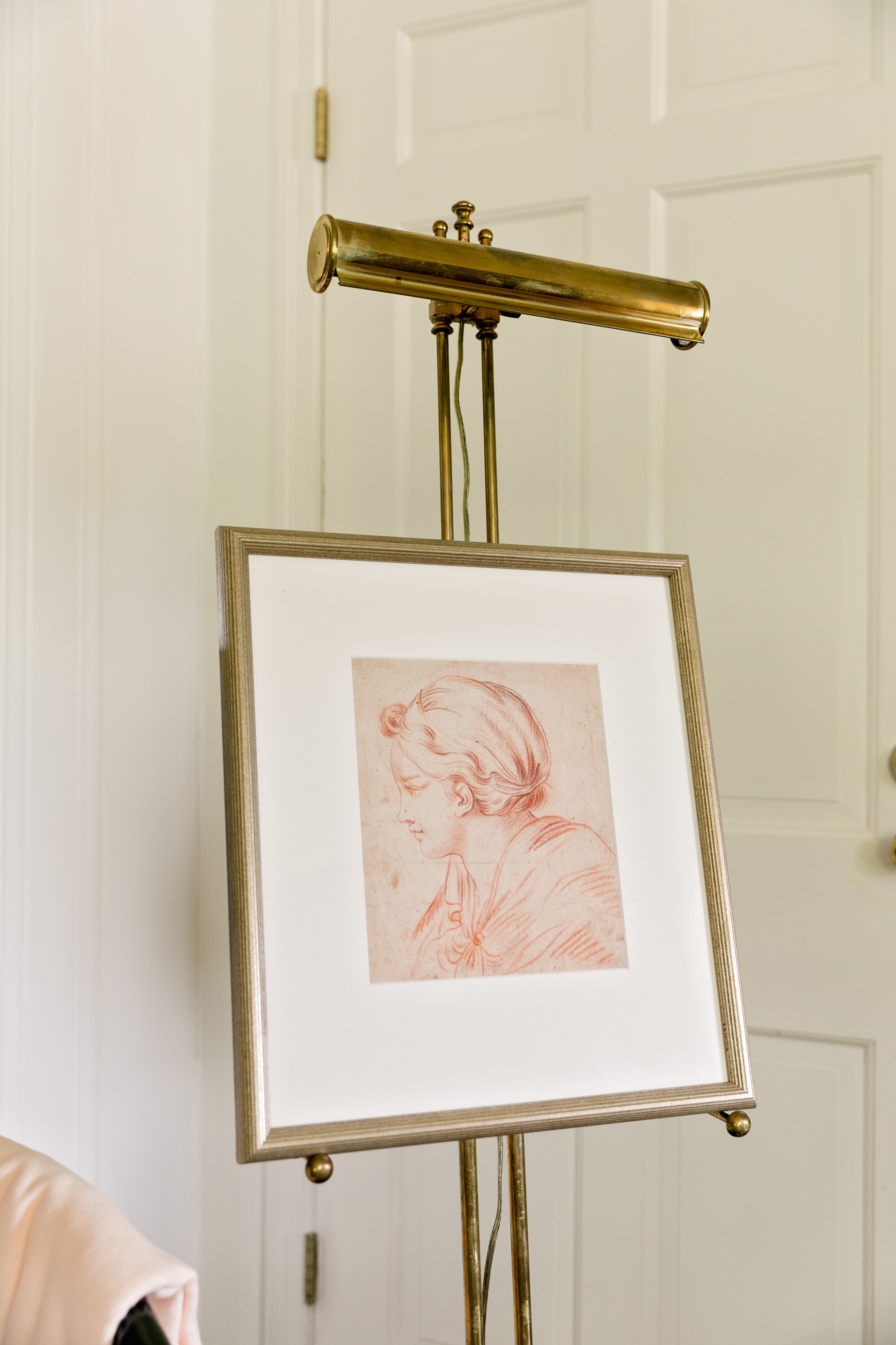 Brass Easel with Picture Light, Mid-Century