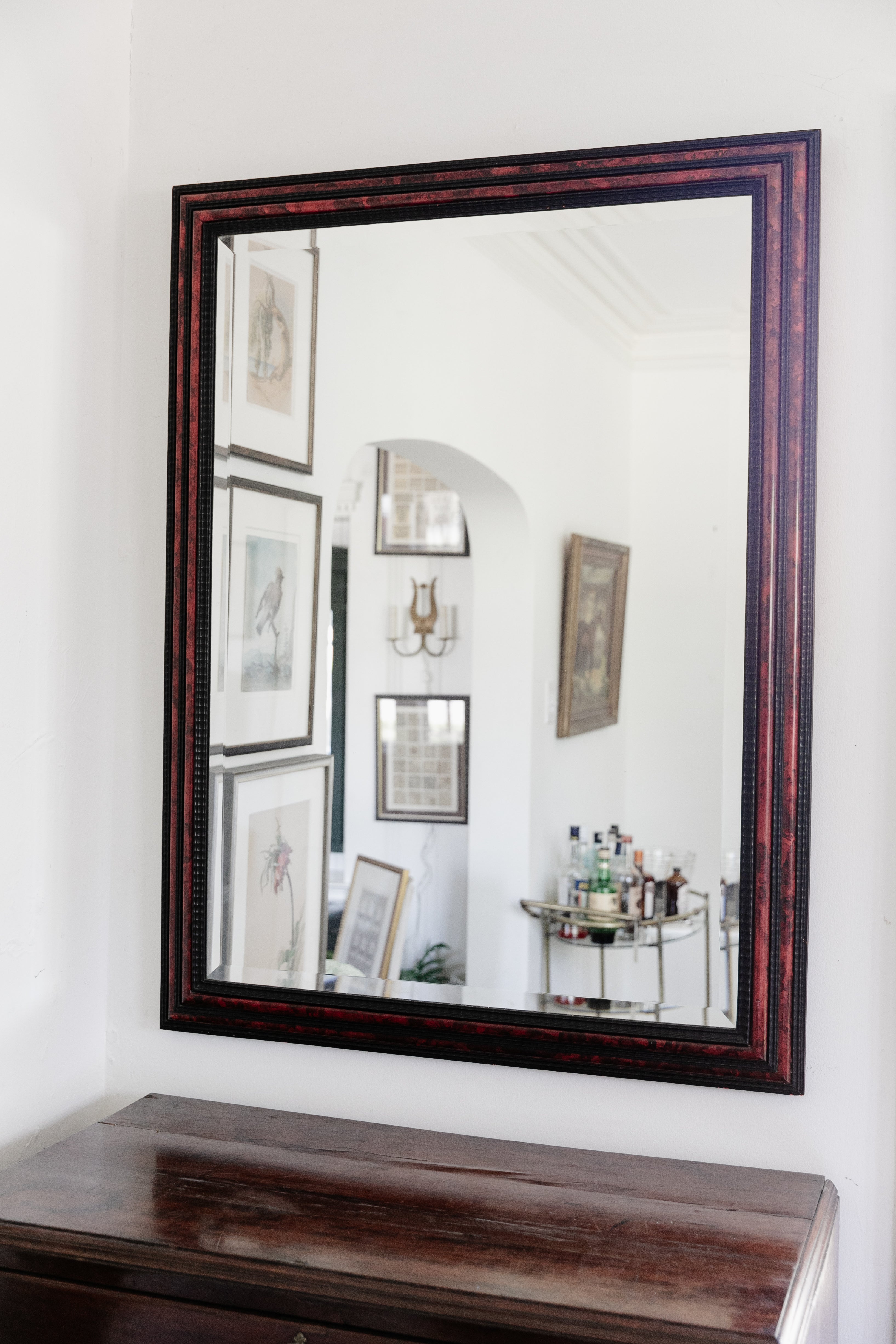 Faux Red Tortoiseshell & Ebony Mirror