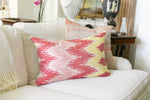 Load image into Gallery viewer, Ikat Pillow with Down Insert- Pink and Yellow
