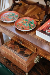 Pair of Red and Green Chinese Antique Porcelain Plates