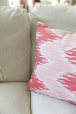 Load image into Gallery viewer, Ikat Pillow with Down Insert- Pink and Yellow
