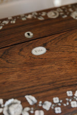 Load image into Gallery viewer, English Rosewood Writing Slope with Mother of Pearl Inlay Engraved with &quot;Ella&quot;
