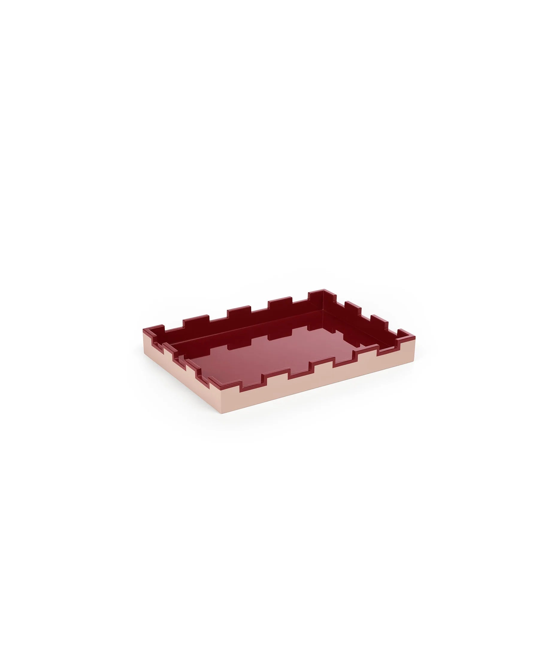 The Lacquer Company Castello Tray in Bordeaux Red & Dusty Pink