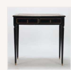 Black Lacquered Antique Louis XVI Desk with Leather Top