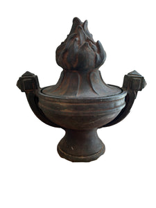 Terra Cotta Urn with Flame Cover