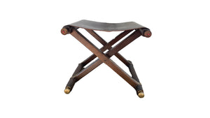 Mid Century Folding Leather Sling Stool Need Cost and Price