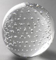 Vintage Clear Art Glass Bubbled Paperweight