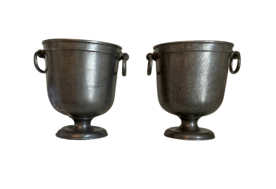 Pair of Pewter Cachepots