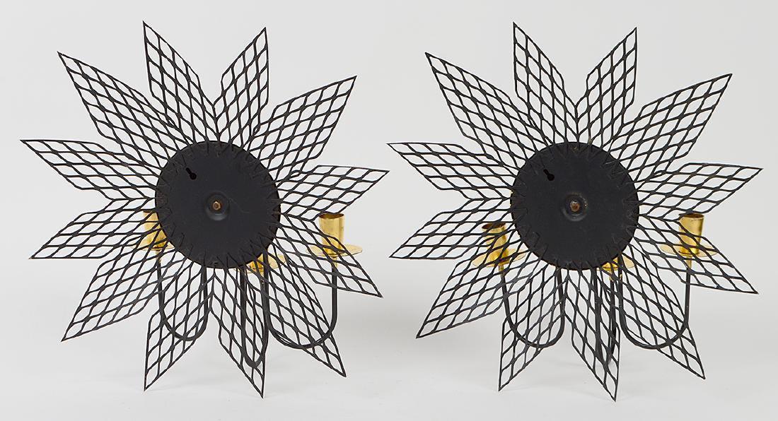 1950s Brass and Patinated Metal Wire-Work Sconces