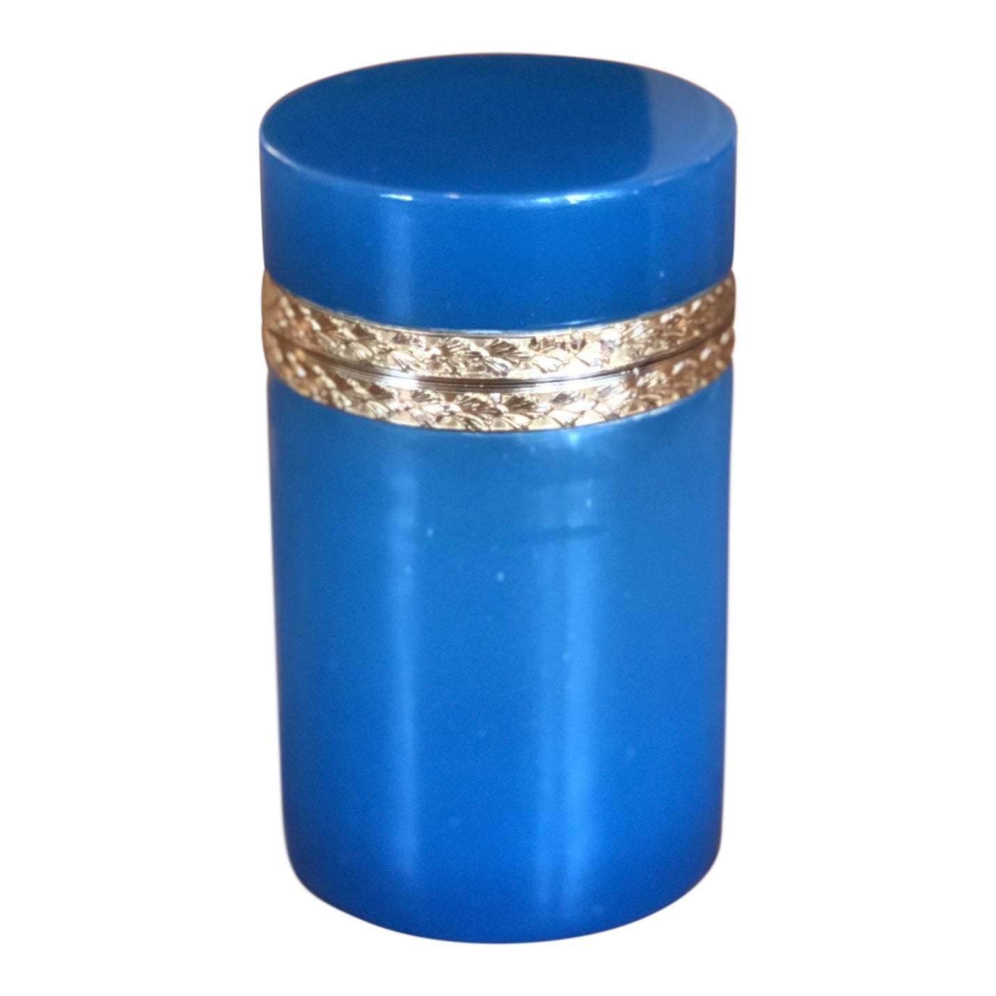 Blue Opaline Brass and Glass Box