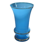 Load image into Gallery viewer, Blue Opaline Glass Vase with Gilded Trim
