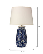 Load image into Gallery viewer, Blue and White Pottery Lamps with Off White Shades
