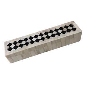 Rectangular Bone Box with Checkerboard Pattern