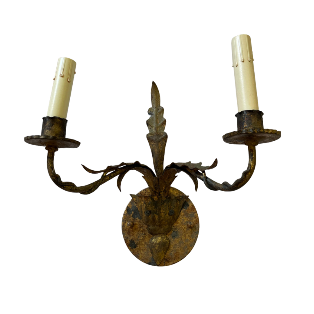 Pair of Antique French Tole Sconces