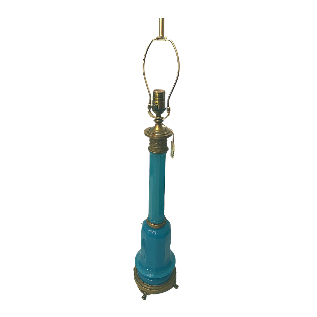 Grand-Sized Turquoise Opaline Glass Lamp