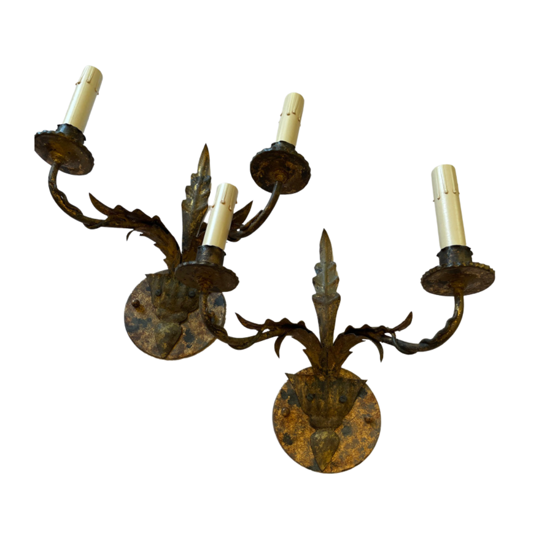 Pair of Antique French Tole Sconces