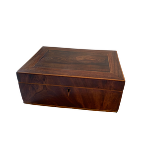 Wooden Box with Beautiful Inlaid Escutcheon Details