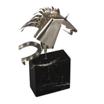 Load image into Gallery viewer, Metal Horse Head Sculpture on Marble Base
