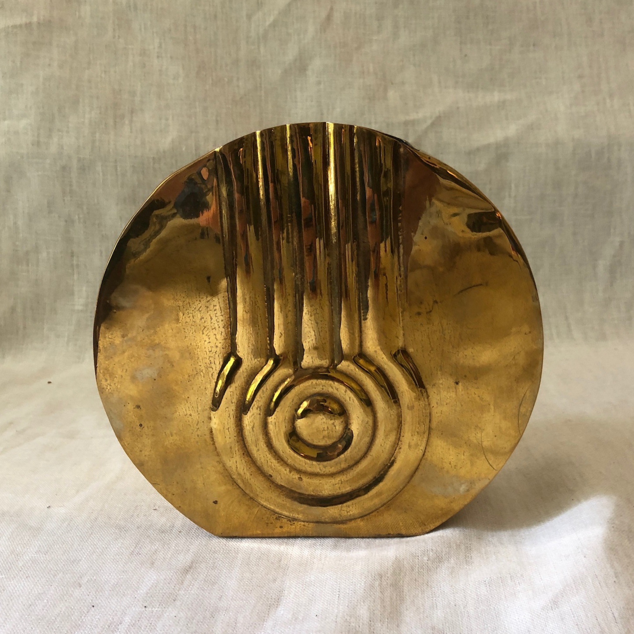 Art Deco Motif Brass Vase