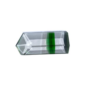 Large Green and Clear Glass Prism