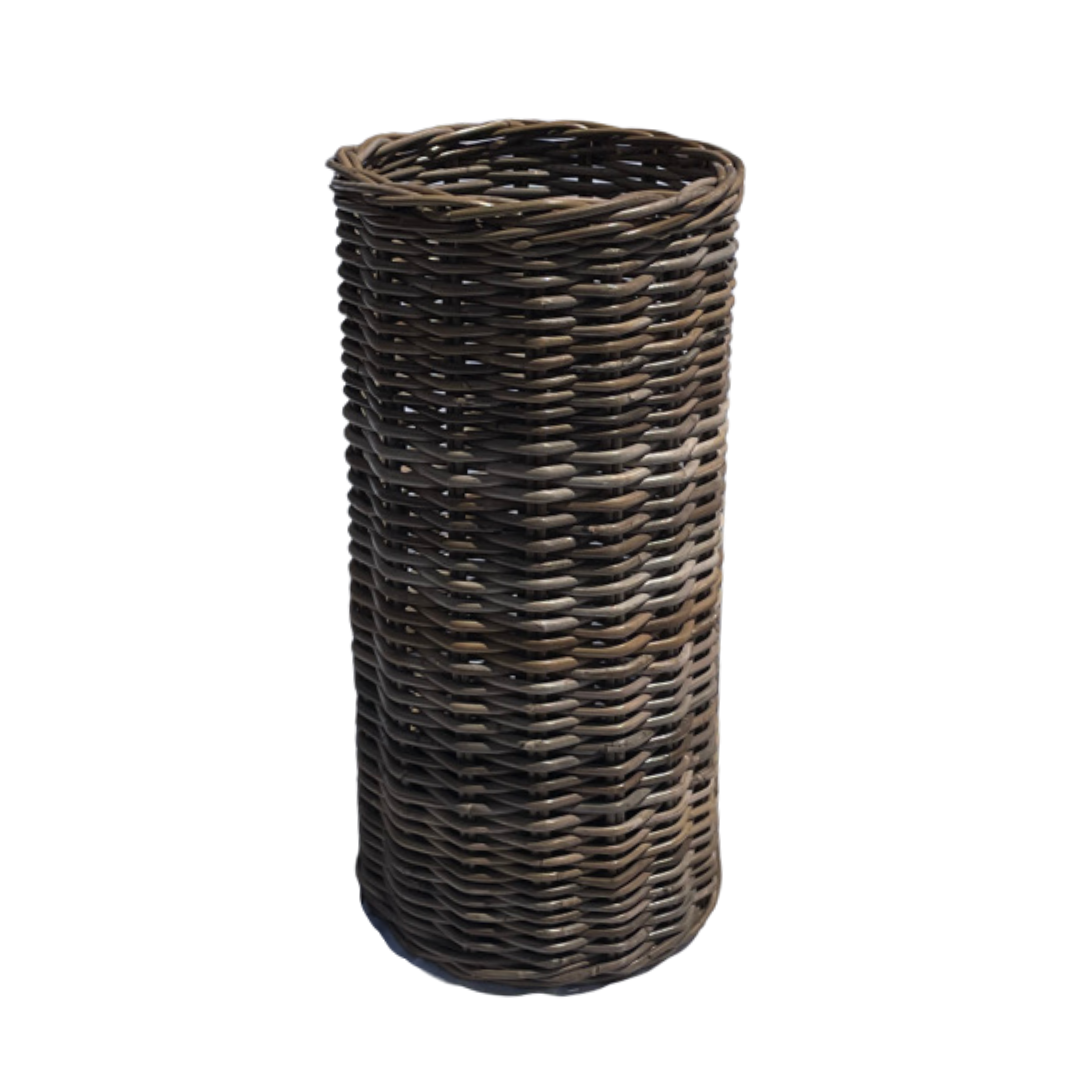 Cylindrical Wicker Basket With Lined Base