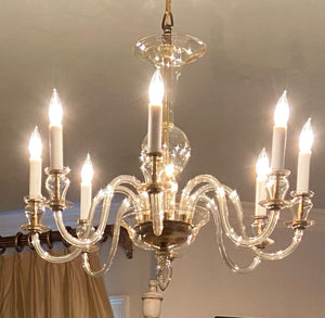 Eight Light Glass Chandelier