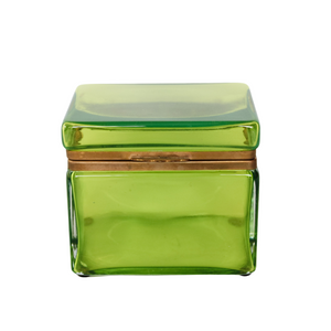 Green Vintage Glass and Brass Box