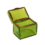 Load image into Gallery viewer, Green Vintage Glass and Brass Box
