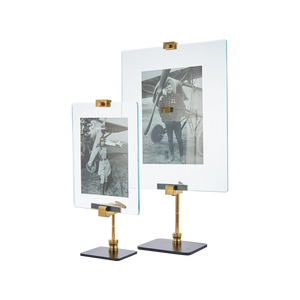 Small Brass and Glass Easel Photo/Art Frame