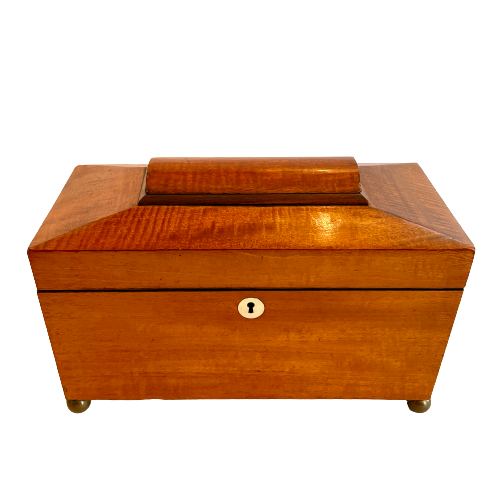 Antique English Tea Caddy with Mother Pearl Escutcheon
