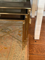 Load image into Gallery viewer, Set of Three Mirrored Edge &amp; Brass Nesting Tables
